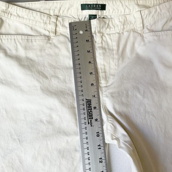 Lauren Ralph Women Pants 12 White Chino Zipper 30" Inseam Mid Rise Straight - Picture 6 of 10